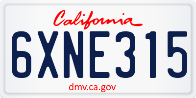 CA license plate 6XNE315