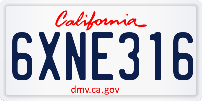 CA license plate 6XNE316