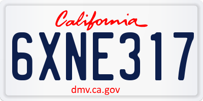CA license plate 6XNE317