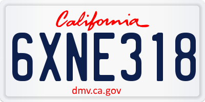 CA license plate 6XNE318