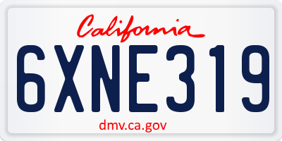 CA license plate 6XNE319