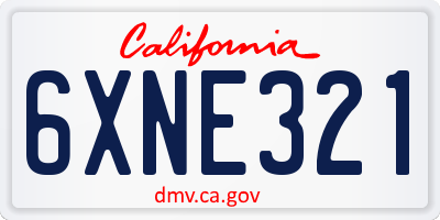 CA license plate 6XNE321