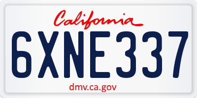 CA license plate 6XNE337