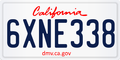 CA license plate 6XNE338