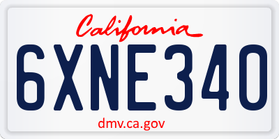 CA license plate 6XNE340