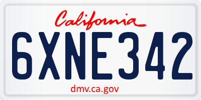 CA license plate 6XNE342