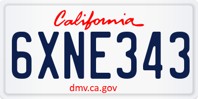 CA license plate 6XNE343