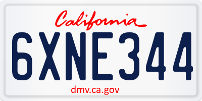 CA license plate 6XNE344