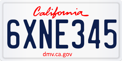 CA license plate 6XNE345