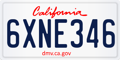 CA license plate 6XNE346