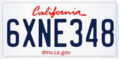 CA license plate 6XNE348