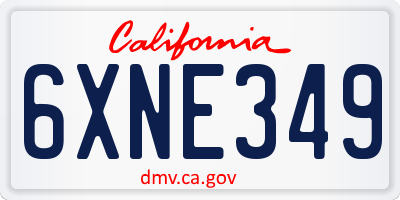 CA license plate 6XNE349