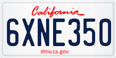 CA license plate 6XNE350