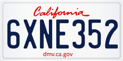 CA license plate 6XNE352