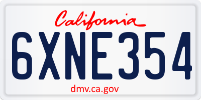 CA license plate 6XNE354