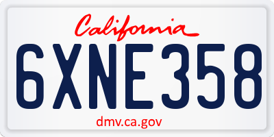 CA license plate 6XNE358