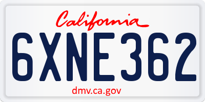 CA license plate 6XNE362