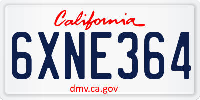 CA license plate 6XNE364