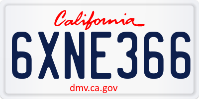 CA license plate 6XNE366