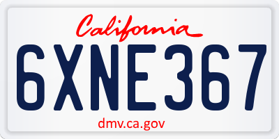 CA license plate 6XNE367