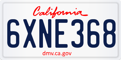 CA license plate 6XNE368