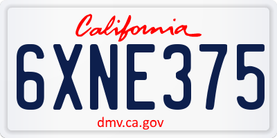 CA license plate 6XNE375