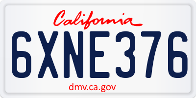 CA license plate 6XNE376