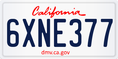 CA license plate 6XNE377