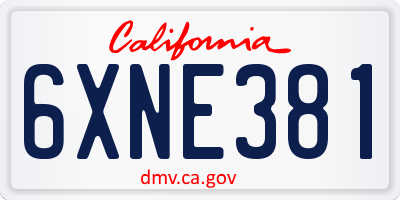 CA license plate 6XNE381