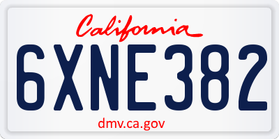 CA license plate 6XNE382