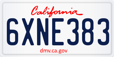 CA license plate 6XNE383