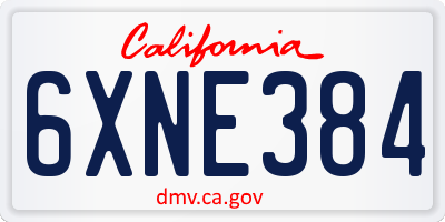 CA license plate 6XNE384
