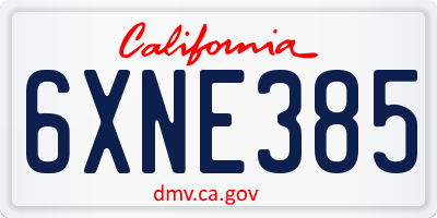 CA license plate 6XNE385