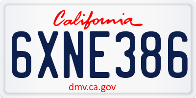 CA license plate 6XNE386
