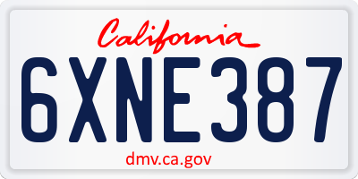 CA license plate 6XNE387