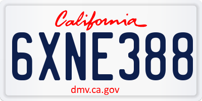 CA license plate 6XNE388