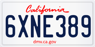 CA license plate 6XNE389
