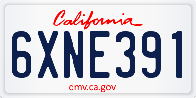 CA license plate 6XNE391