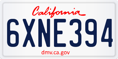CA license plate 6XNE394