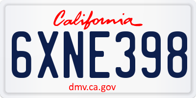 CA license plate 6XNE398