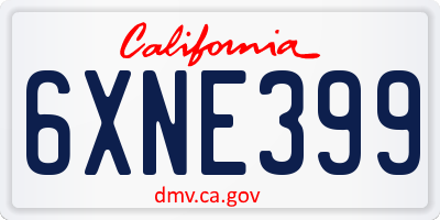 CA license plate 6XNE399