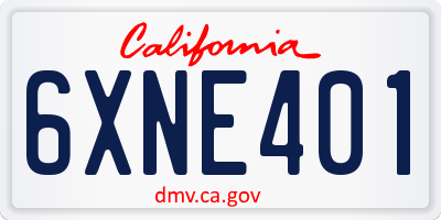 CA license plate 6XNE401