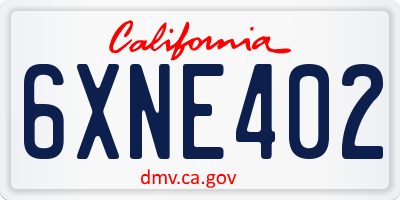 CA license plate 6XNE402
