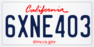 CA license plate 6XNE403