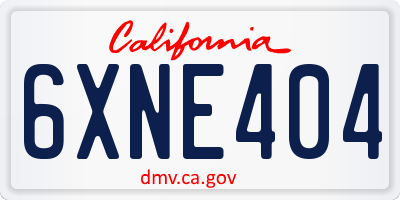 CA license plate 6XNE404