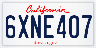 CA license plate 6XNE407