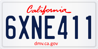 CA license plate 6XNE411