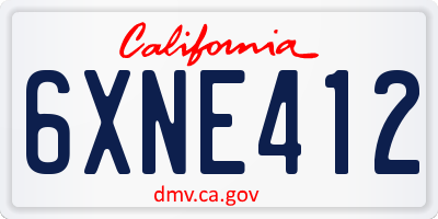CA license plate 6XNE412