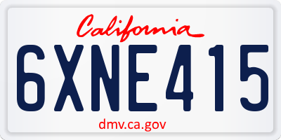 CA license plate 6XNE415