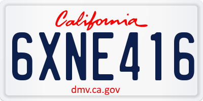 CA license plate 6XNE416